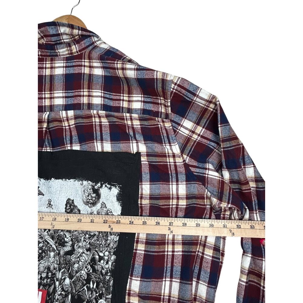 Marvel Comics St. John’s Bay Upcycled Plaid Flannel Shirt Men’s 4XLT OOAK - Picture 4 of 9
